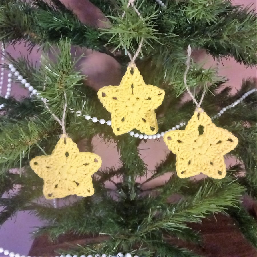 Christmas Tree Star Decorations - set of 3 