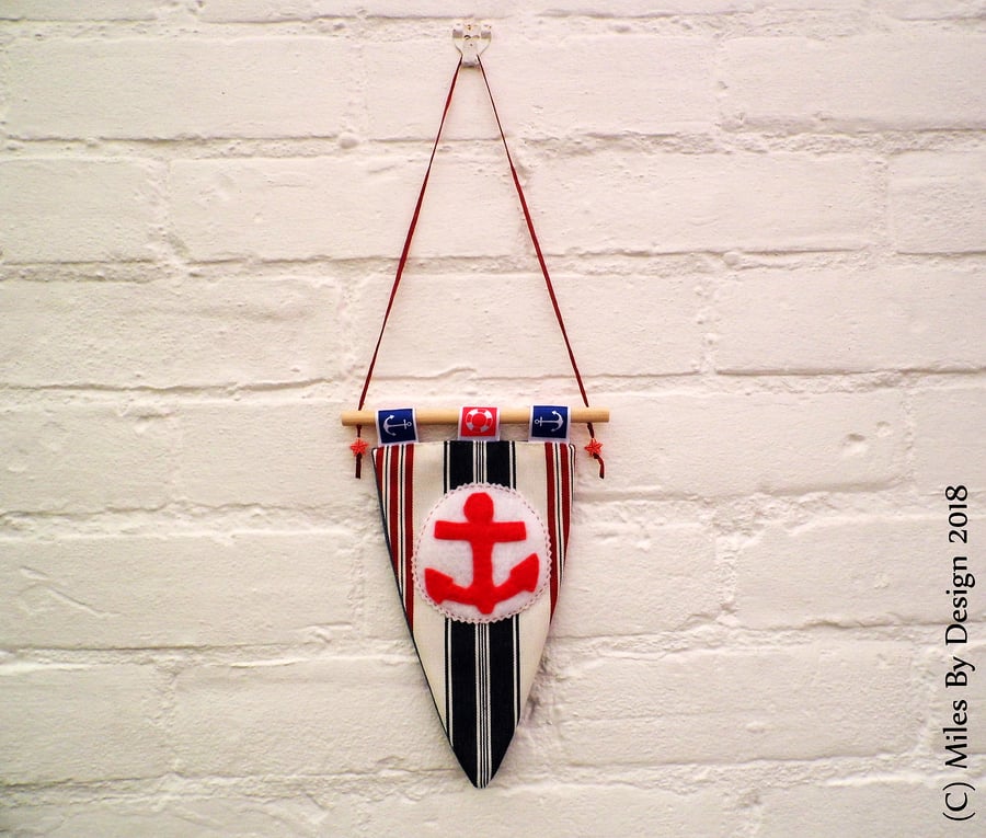 Nautical Flag Hanging Decoration With Anchor Detail