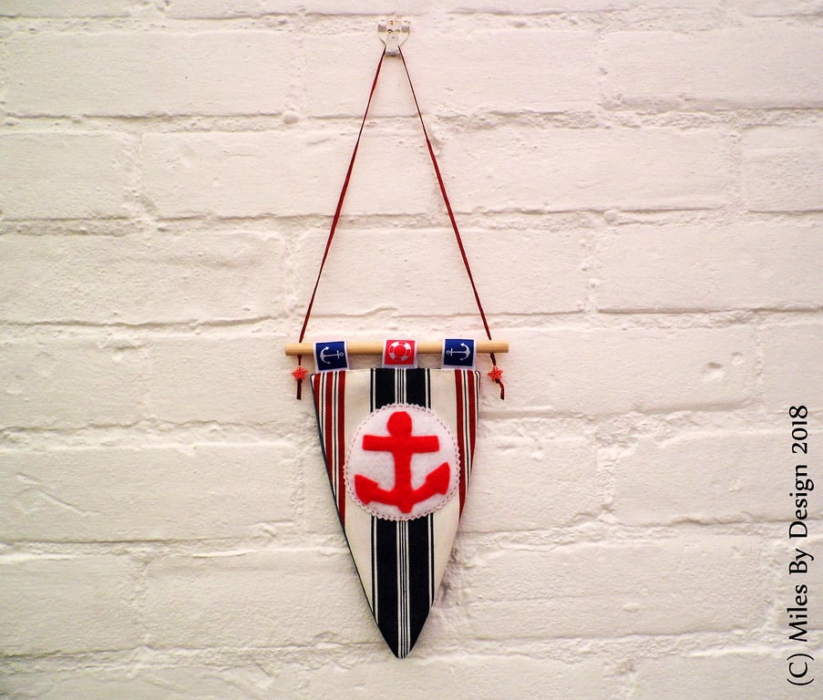 Nautical Flag Hanging Decoration With Anchor Detail