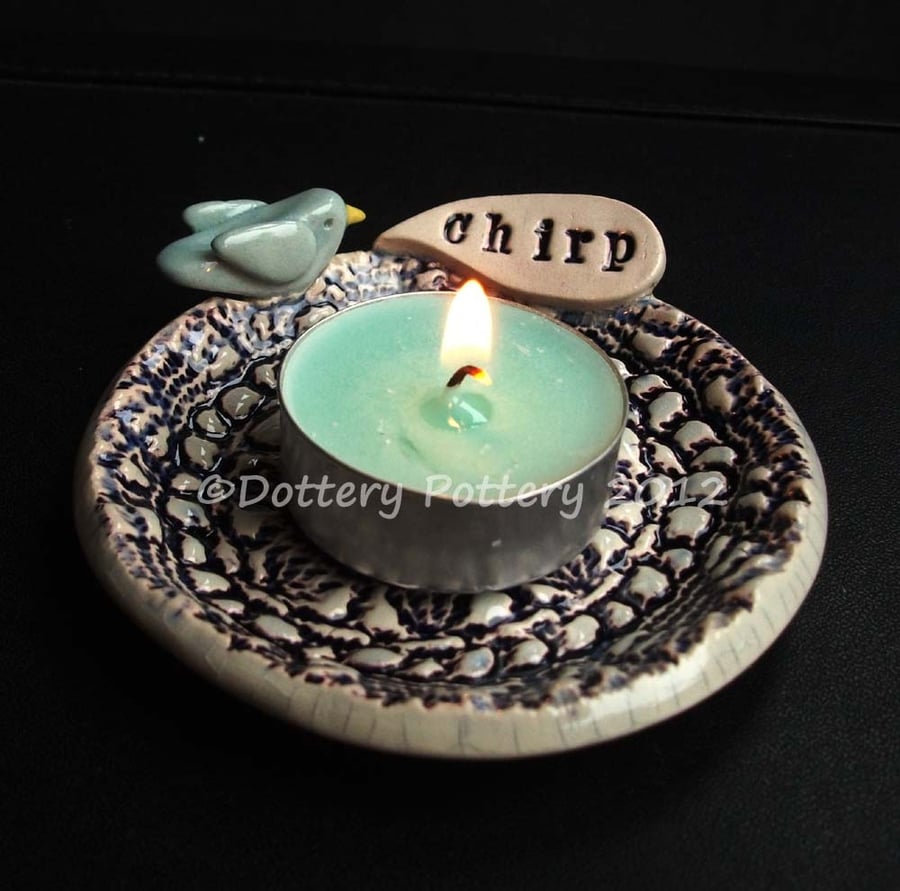 little ceramic bird dish chirp
