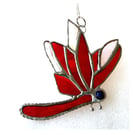 Dragonfly Suncatcher Stained Glass Red Closed Wing