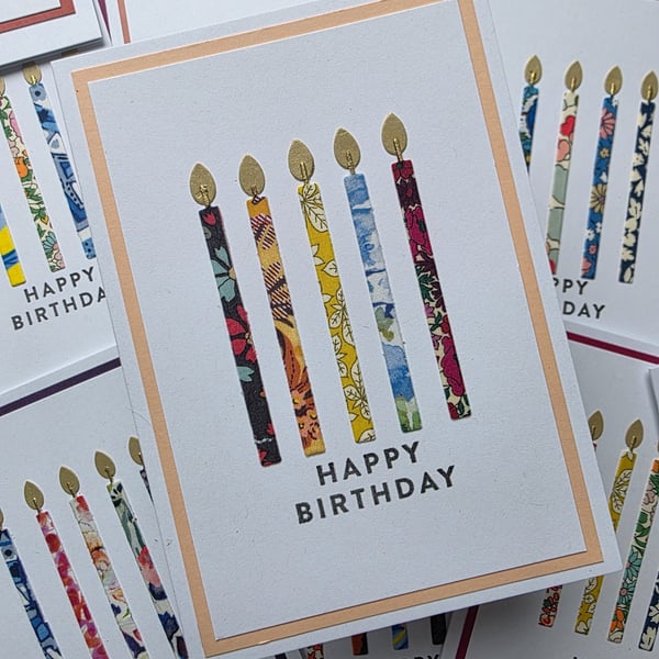 Liberty Print Fabric Birthday Candle Card