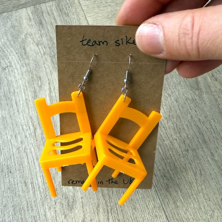 Yellow Stacking Chair Earrings - Upcycled
