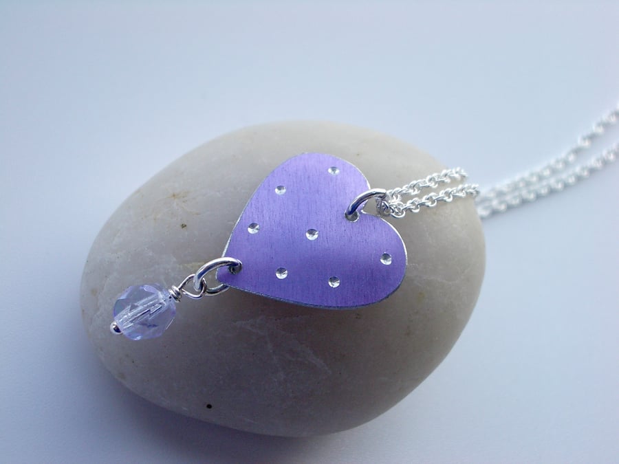 Lilac spotty heart pendant
