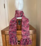 Beautiful Pinks & Purples 100% Merino Wool Scarf knitted with Malabrigo Yarn.  