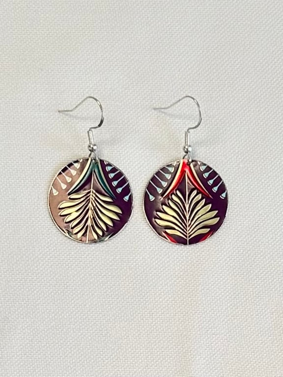 Art Deco style recycled tin earrings 