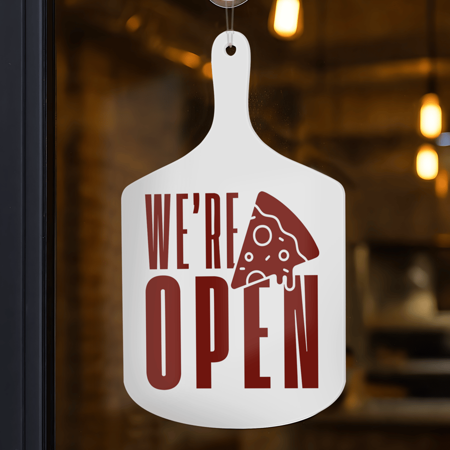 Pizza Shop Open & Closed Sign: Pizza Slice Sign for Pizzeria, Italian Restaurant