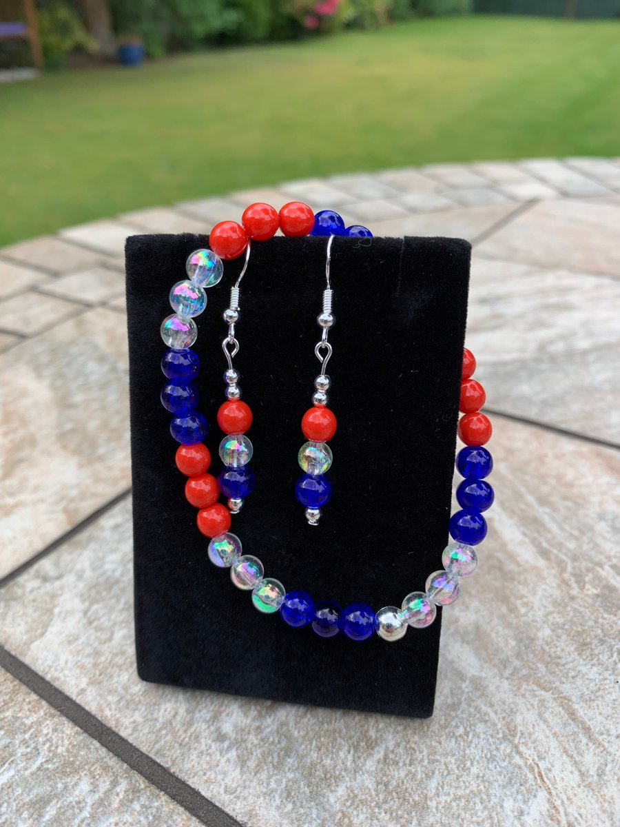 Red, White & Blue Jubilee Earrings and Bracelet set