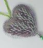 SOLD Haar - heart shaped hanging ornament with hand embroidery and glass beads - Image 4
