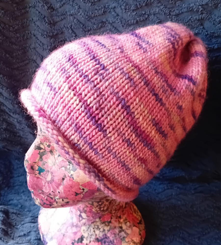 Hand-knitted, hand-dyed hat