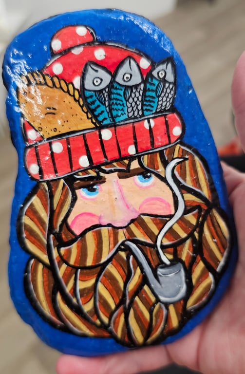 Hand Painted Fisherman Rock