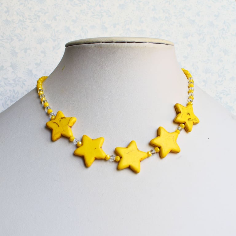 Yellow Magnesite Stars Necklace