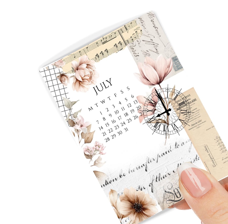 July Monthly Calendar Dashboard 2025 Monthly Planner Inserts Vintage Insert Plan