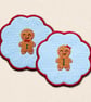 Gingerbread Friends Candle Coaster - Embroidered Christmas Decor