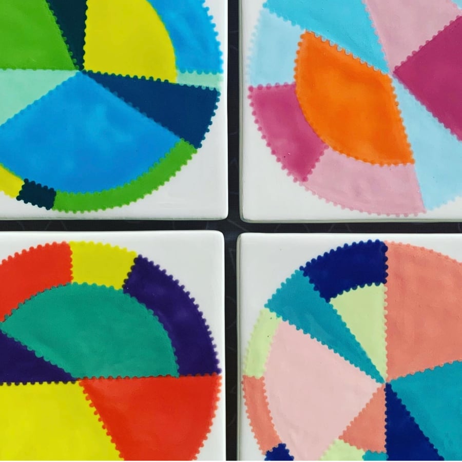 Seconds Sunday SALE Colour Wheel Ceramic Coaster