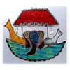 Noahs Ark Suncatcher Stained Glass Handmade animals boat flood Rain
