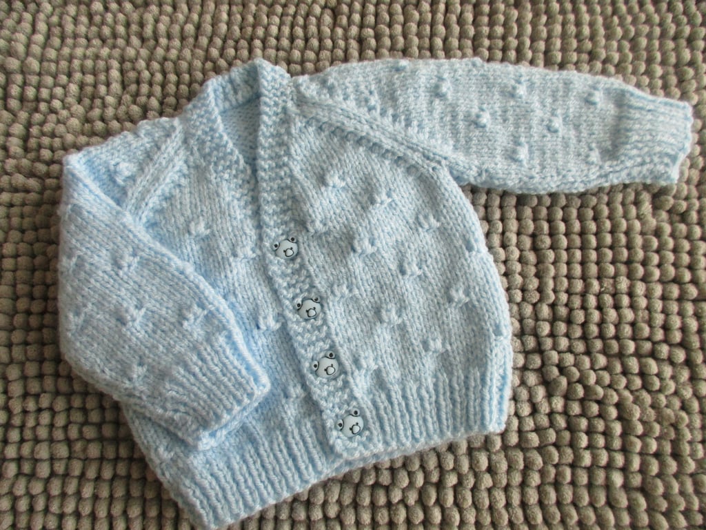 14" Newborn Baby Boys Knots Patterned Cardigan