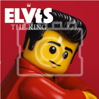 LEGO-Inspired Elvis – “The King” 5x5" Print (Mounted for 9x9" Frame)
