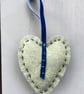 Hand Embroidered Berry Blue Heart Decoration  - Image 3