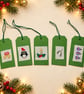 Five Large Cross-Stitch Christmas Gift Tags – Penguin, Bells and Baubles - Image 1