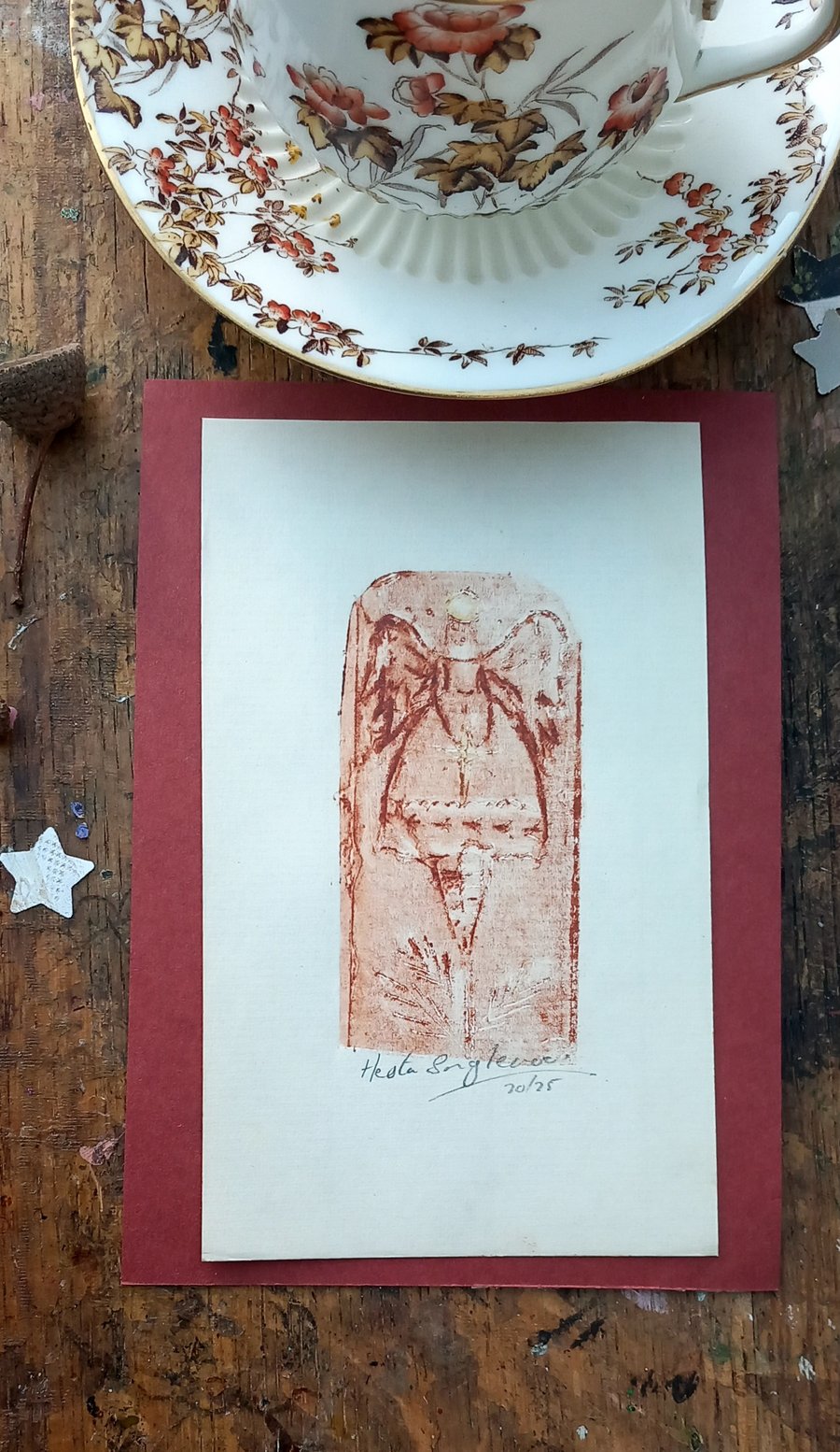 Angels , hand printed art.