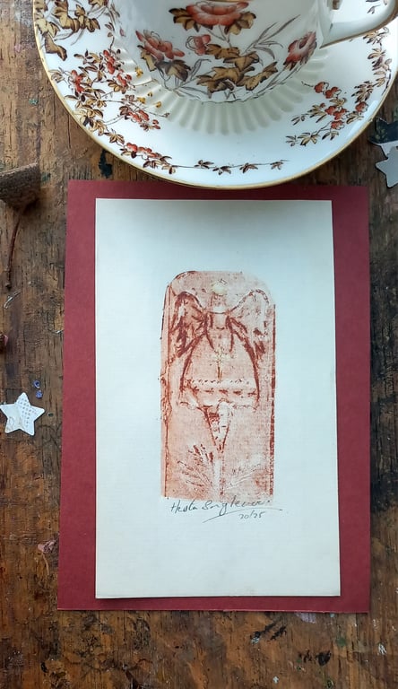 Angels , hand printed art.