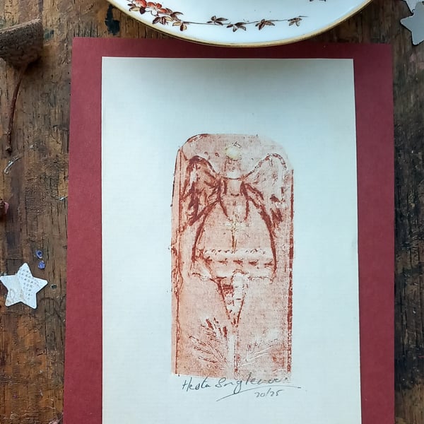 Angels , hand printed art.