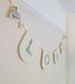 Floral LOVE Bunting – Handmade Nursery Garland, Neutral Baby Shower Decor