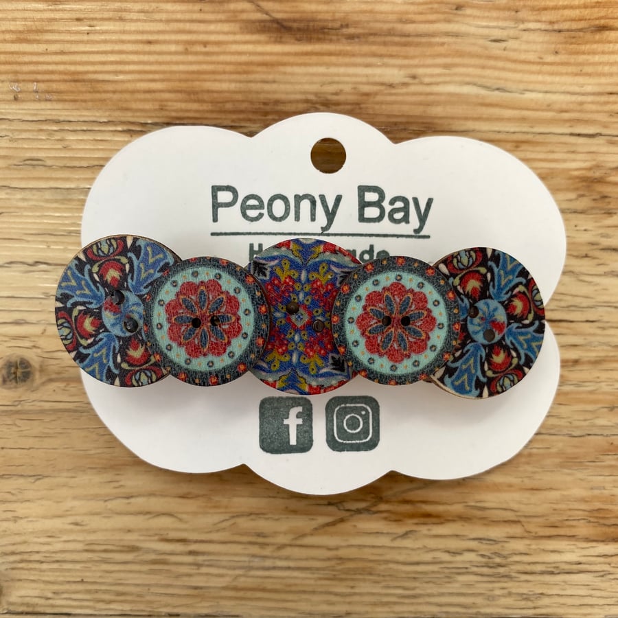 Women’s button barrette hair clip