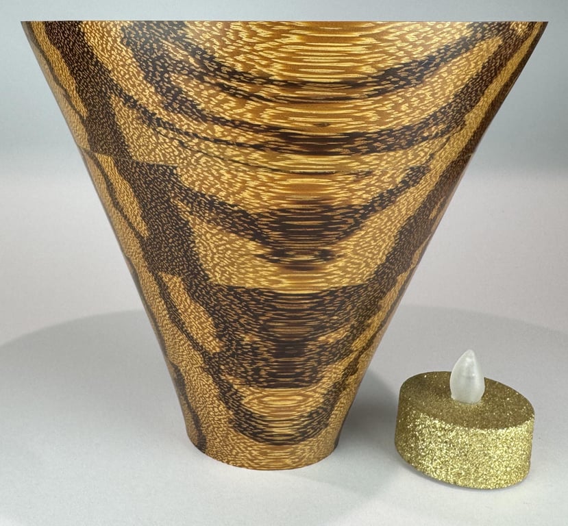 Decorative, Layered Wooden Bowl with unusual geometric pattern No. 703
