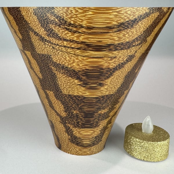 Decorative, Layered Wooden Bowl with unusual geometric pattern No. 703