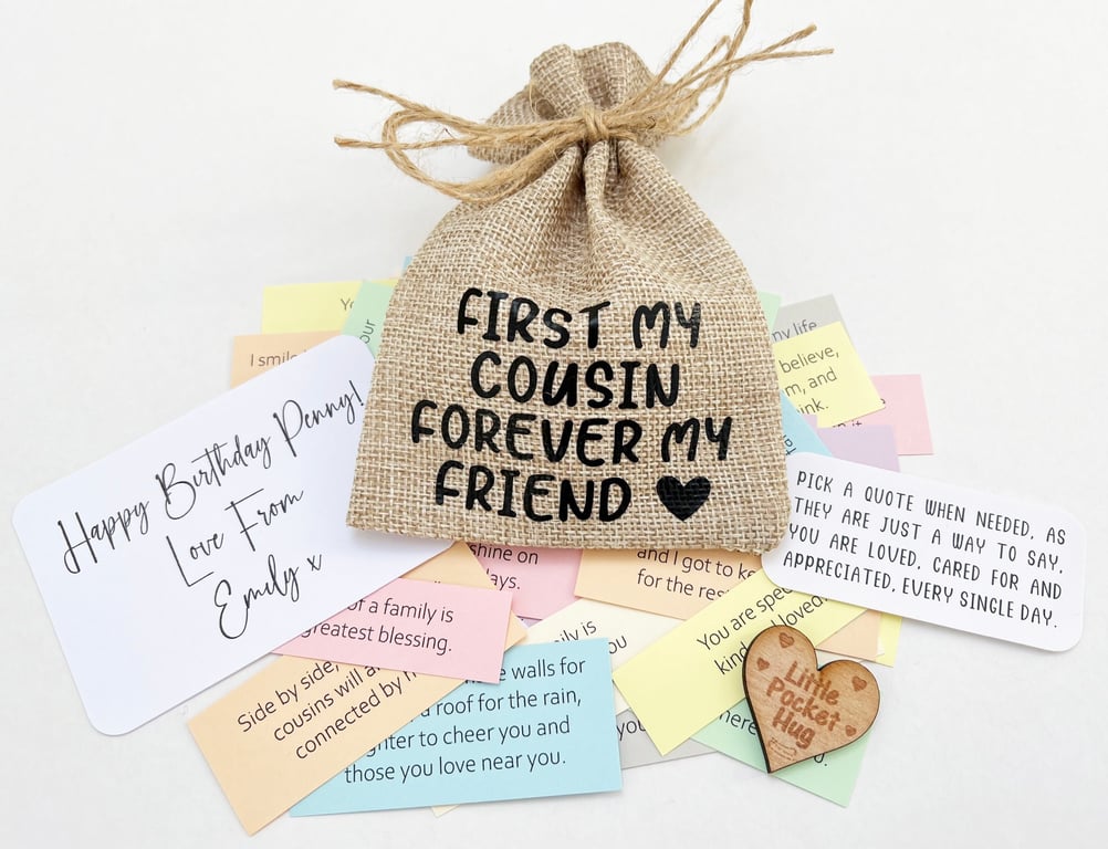 Cousin Quote Keepsake Bag. 31 Quotes, Sentimental Gift Present For Cousins