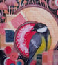 Great tit, mushrooms, books and buttons -blank card from original artwork  - Image 2