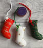 Set of 3 Mini Stocking Christmas Tree Decorations, Scrapbox Stockings - Image 3
