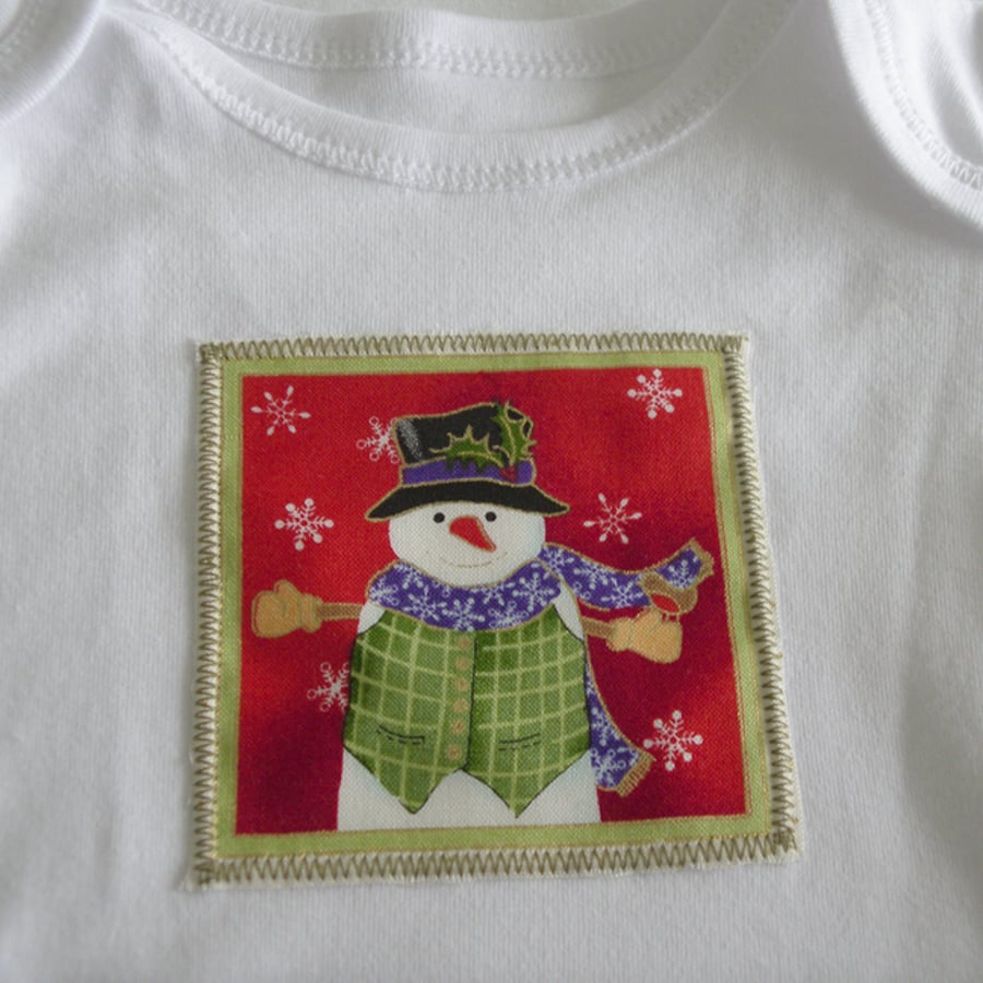 Christmas Snowman Long Sleeved Babygrow