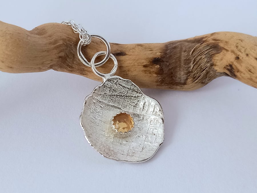  recycled silver pendant with citrine