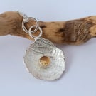  recycled silver pendant with citrine