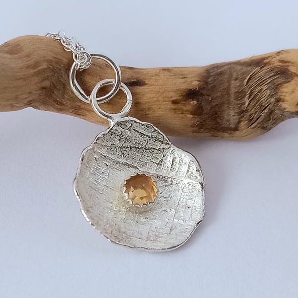  recycled silver pendant with citrine