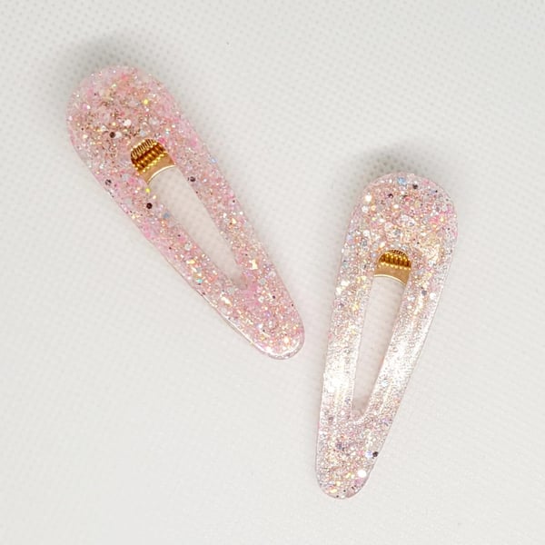 Pastel Pink Glitter Hair Clips