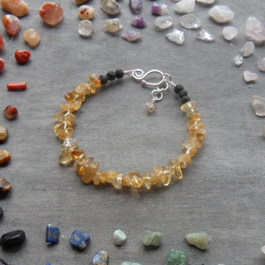 Citrine chip diffuser bracelet with Sterling Silver