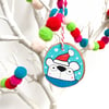 Festive Polar bear handpainted wooden Christmas decoration 