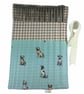 Full set of metal knitting needles in a case with breeds of dogs fabric,  - Image 1