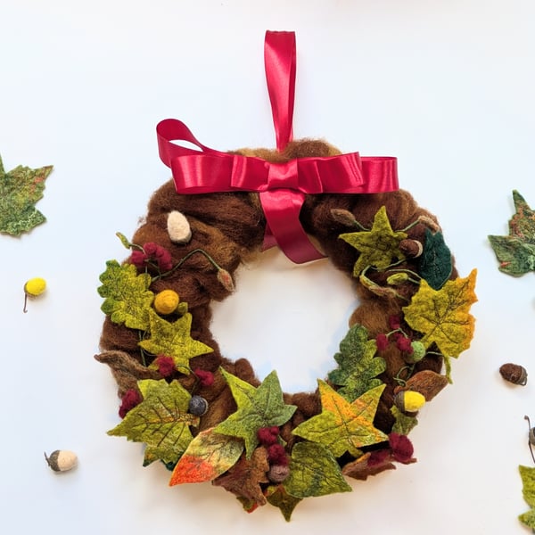 Indoor wool Autumn wreath
