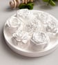 Set of 7 White Flower Fragrance Stones with Round Display Tray