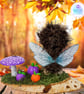 Crochet hedgehog, pumpkins and toadstool sculpture. Hedgehog ornament.  - Image 3