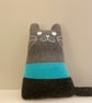 Blue  turquoise and grey knitted cat cushion - folksy Christmas 2026 - Image 3