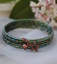 Green & Copper wrap (memory wire) bracelet - Image 2