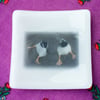 Square Fused Glass Trinket or Bon-Bon Dish with Ducks