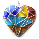  Geometric Patchwork Seaside Heart Suncatcher Stained Glass Handmade 001