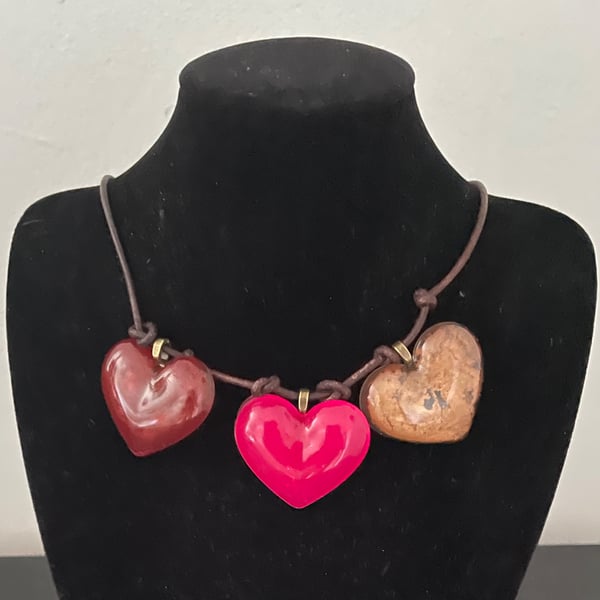 'Mia' Trio of Resin Hearts Necklace